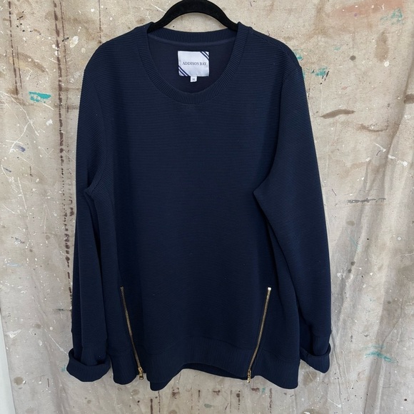 Addison Bay Active Rib Zip Everyday Crewneck Sweatshirt - Picture 2 of 5